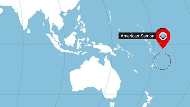 American Samoa map heighlighted on world map 16 animated motion background video footage dynamic visual for digital media presentations marketing scre