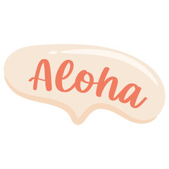 Colorful speech bubble sticker with Aloha in Hawaiian language - english for hello greeting © katerynalim