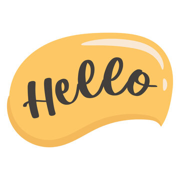 Colorful speech bubble sticker with hello greeting