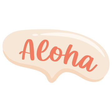 Colorful speech bubble sticker with Aloha in Hawaiian language - english for hello greeting