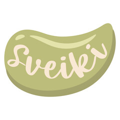 Colorful speech bubble sticker with Sveiki in Latvian language - english for hello greeting © katerynalim