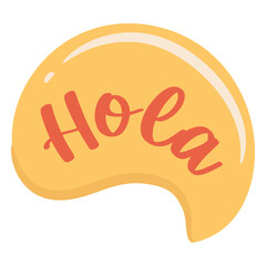 Colorful speech bubble sticker with Hola in spanish language - english for hello greeting © katerynalim