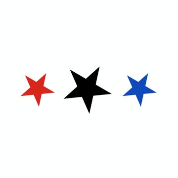 Red, Blue and Black Rotating Stars on White Background for 250th USA Independence Day 2026.