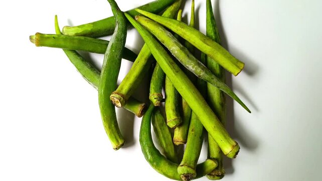Okra Abelmoschus esculentus isolated on white background traditional food from Guatemala