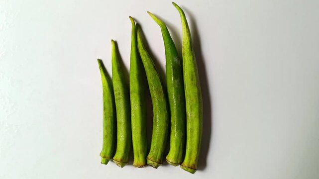 Fresh okra Abelmoschus esculentus isolated on white background traditional vegetable from Guatemala