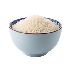 White bowl filled with white rice isolated on transparent background