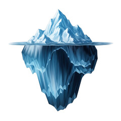 Iceberg floating on water isolated on transparent background