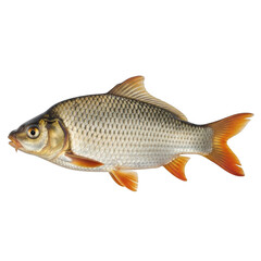 Gray fish with orange fins isolated on transparent background