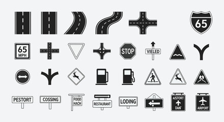 Road Signs and Symbols Collection: Traffic, Navigation, and Information Icons © Anisah