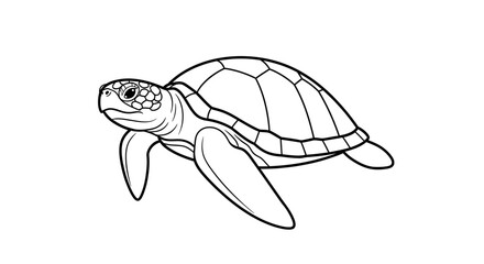 Sea Turtle Outline Drawing - Simple Line Art Illustration © Anisah
