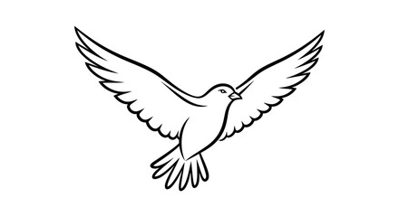 Fototapeta premium Simple Line Drawing of a Dove in Flight, Symbol of Peace and Freedom