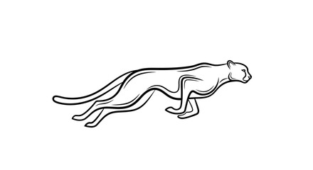 Stylized Cheetah Silhouette Running, Line Art, Speed and Agility