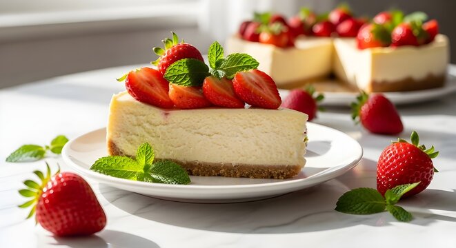 chees cake with strawberries
