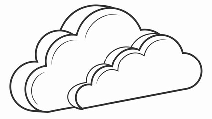 Fototapeta premium Simple black outline of a puffy cloud simple cloud flat cloud computing symbol white background