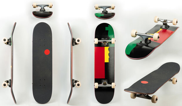 Skateboard different views isolated on white background