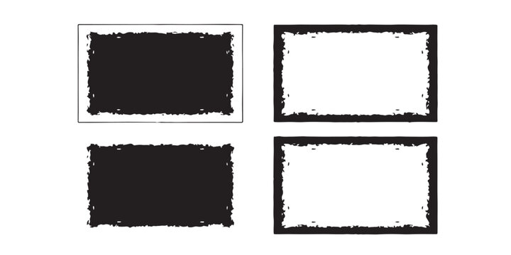 Grunge Frame Set, Distressed Rectangle Border Frames Collection Isolated on Background