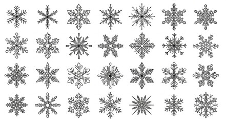 Collection of Snowflake Patterns in Various Designs. © Riski