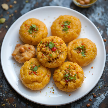 group of Bombay chat food includes golgappa/panipuri, bhel-puri, sev-poori, dahipuri, Ragda pattice, raj kachori etc. selective focus