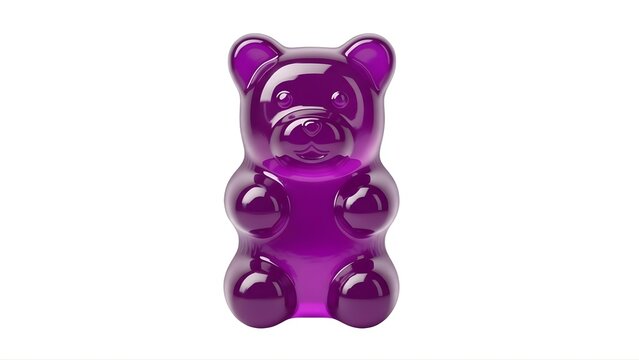 A shiny purple gummy bear on transparent background