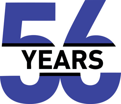 Bold 56 Years Anniversary Celebration Logo Design in Blue and Black for Milestone Events