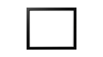 Black rectangular picture frame with blank white interior isolated on white background, simple empty border mockup for photo, poster, or wall art display