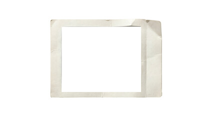 Fototapeta premium Blank white paper frame with taped corners on light background, minimal mockup border for photo, note, message, poster, or presentation template