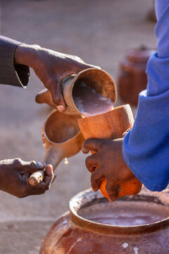Umqombothi Traditional Beer Pouring Ritual African Community Celebration