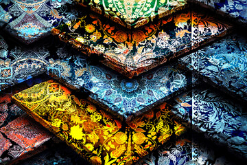 Fashion prints.Colorful Psychedelic .Rendering illustration. geometric swirl fractal. fabric Modern fractal art. Psychedelic Abstract Pattern. Fashion and stylish background.Textile print .