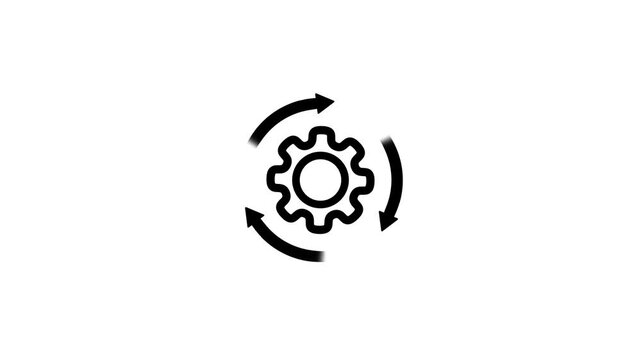 Simple gear icon Animation with cyclical arrows depicting continuous process.