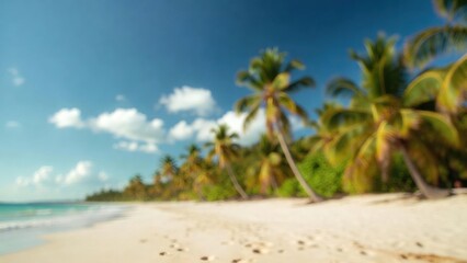 Fototapeta premium Soft focus beach under bright blue sky
