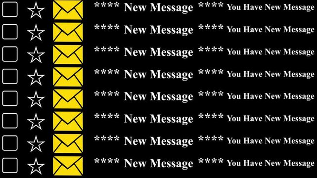 Message notification and email list scrolling close up 4k animation. New message, social media, unread message.Animated Important E-Mail on Web mail. Seamless Loops.