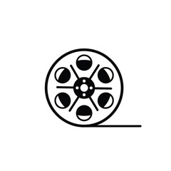 Naklejka premium Vintage film reel spinning motion vector illustration flat design black white