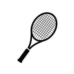 Black tennis racket vector illustration, flat design sports equipment