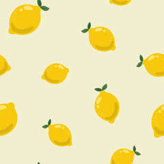 Lemons seamless pattern, background. Simple cute vector illustration