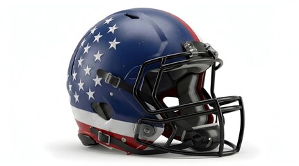 Fototapeta premium American Football Helmet with USA Flag Design Isolated on White Background