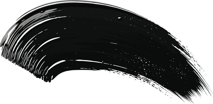 Thick black ink or paint brush stroke isolated on transparent background