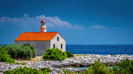 Lighthouse on Mediterranean Coastline