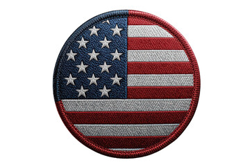Obraz premium Circular embroidered united states flag patch showing patriotism, freedom, and national pride, transparent background