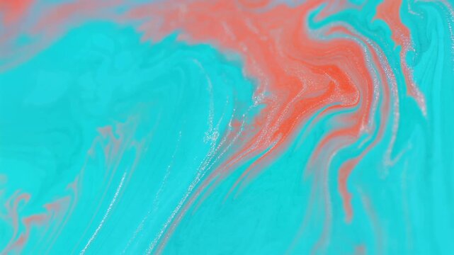 Vibrant abstract background with swirling turquoise and coral colors.