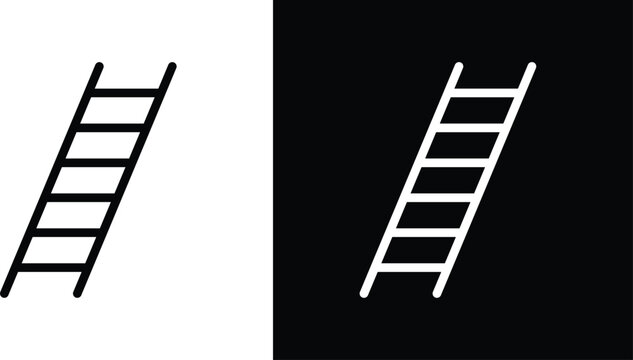 Ladder icon pack in black and white colors