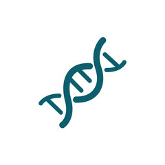 Blue-green dna helix icon representing genetics and biology isolated on transparent background
