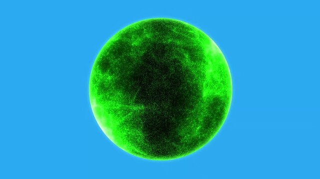 A virtual sphere consisting of energetic chaotic particles emitting energy and light.
