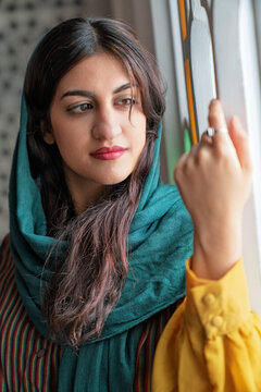 Portrait of middle eastern woman with headscarf