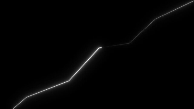 Abstract glowing white line graph with red dot on black background.