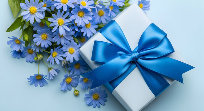 Beautiful mothers day gift ideas with flowers and ribbon