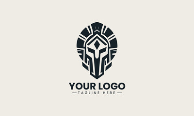 Fototapeta premium Black Spartan warrior helmet profile icon represents courage and strength powerful and heroic