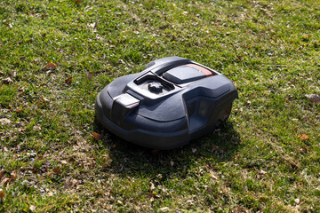 Autonomous Robotic Lawn Mower On Grass