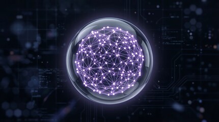 Fototapeta premium Lavender Glowing Glass Sphere Icon in 3D Style