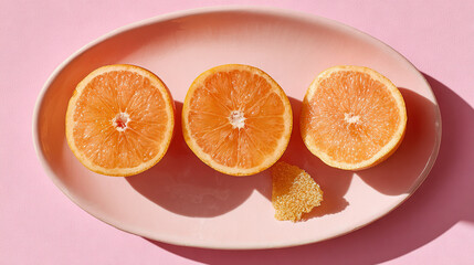 Freshly Sliced Citrus Fruits on a Plate