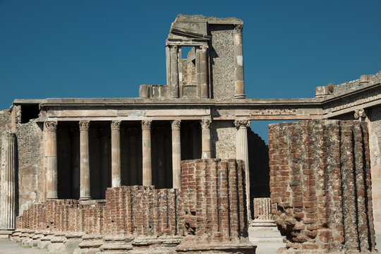 Ruins of residential buildings in the ancient city of Pompeii , Italy